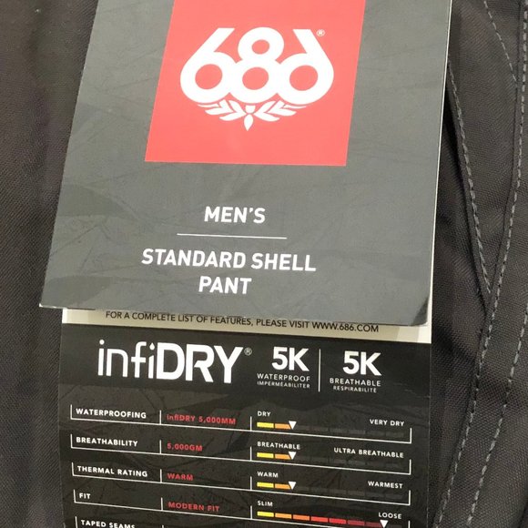 686 Six eight Six Infidry 10K lined Thermal Snowboarding Pants Mens Medium New - Picture 3 of 9